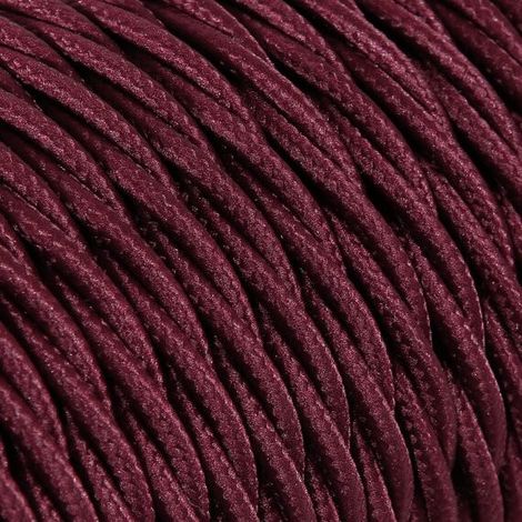 Câble Electrique Bordeaux en Textile Torsadé 3x0.75mm² - Fil Electrique Tissu
