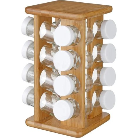 Carrousel à épices en bambou Simply Smart de 5Five, avec 16 pots à épices en verre, 27,7 cm, 124572 (1/5)