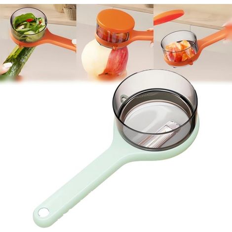 Pelador multifuncional: incluye una caja para guardar las cáscaras y la pulpa, Cortador de verduras, pelador de patatas (1/5)