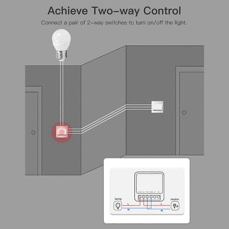 Double commande cachée pour module disjoncteur d'éclairage intelligent Tuya à commande vocale 16/-16A- (1/4)