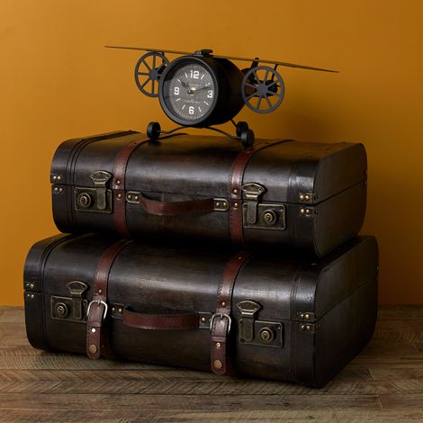Horloge - HOME DECO FACTORY - Avion Vintage - Décorative - Noire (1/5)