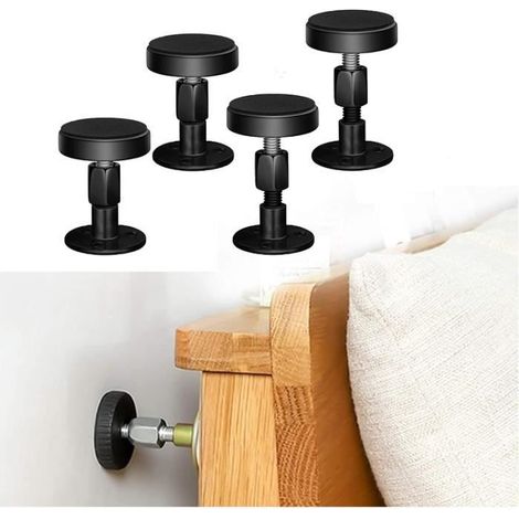 Lot de 4 butées de stabilisation et anti-tremblement réglables pour cadre de lit, tête de lit, chevet, anti-secousses pour lits, arm (1/4)