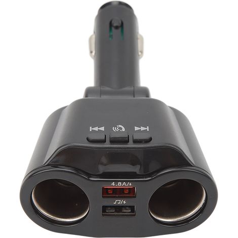 Chargeur allume-cigare Bluetooth 2 ports avec double USB, kit mains libres, lecteur MP3, adaptateur voiture. (1/5)