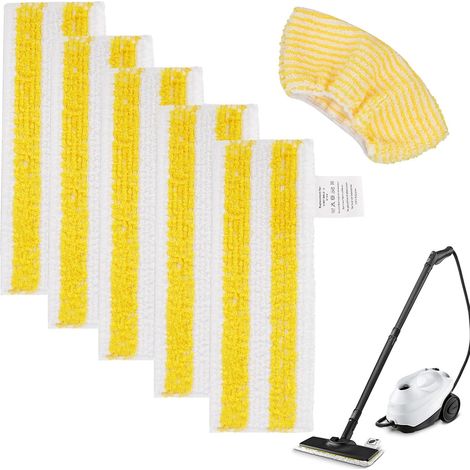 Lot de 6 chiffons universels absorbants pour nettoyeur vapeur Kärcher easyfix SC 2, SC 3, SC 4, SC 5, 5 buses de sol et 1 buse manuelle, chiffon en microfibre pour tous les types de sols (1/5)