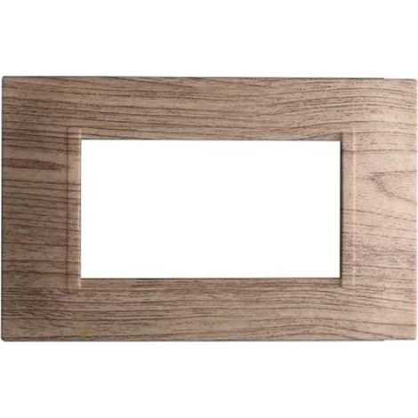 Kompatible Abdeckrahmen Bticino Livinglight 4 module quadratischer Kunststoff dunkles Holz Farbe