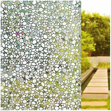 Film Vitre Statique - Motif Pierre 3D - 44,5 X 200 Cm - Pour Fenêtre Sans Colle (1/5)