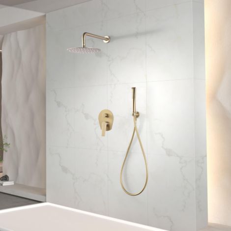 IMEX - columna ducha empotrada con grifo oro