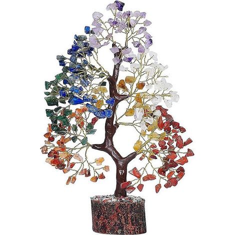 Arbre à bijoux en cristal, pierre et cristal de guérison. Hauteur : 28 cm, largeur : 18 cm (voir photo). (1/5)
