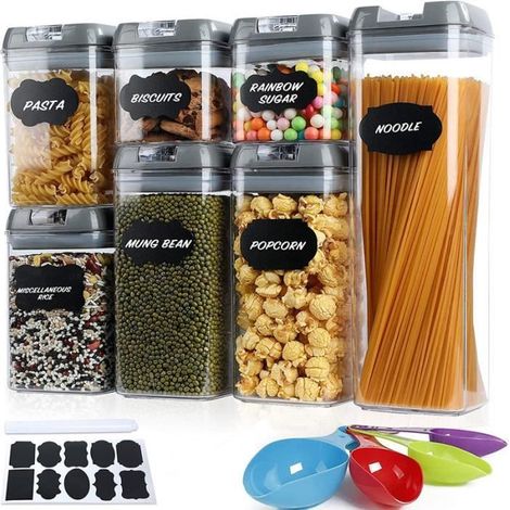 Boite de Rangement Cuisine Lot de 7, Bocaux Hermetiques Alimentaires en Plastique Scellée avec Couvercle, Pour Stocker les Cereales (1/4)