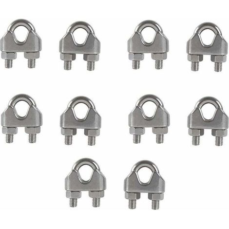 M6 Serre-câbles Etrier U Boulon Clip de Câble 304 Acier inoxydable Selle de pince de Câble Câble métallique Clips pour etendoir linge exterieur10PCS (1/5)