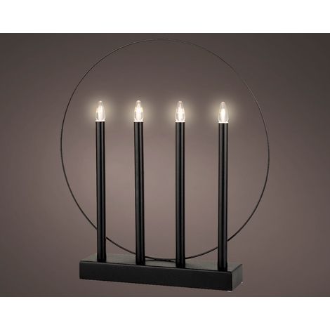 4 CANDELE LED NERE CON DECORAZIONE ORO