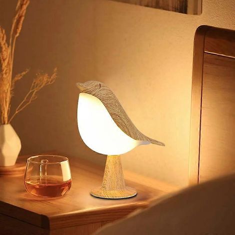 Veilleuse oiseau avec diffuseur d'aromathérapie, lampe LED rechargeable à intensité variable par simple pression, 3 températures de couleur (1/5)