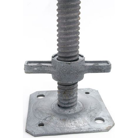 Maillestore – Socle à vérin Ø38 HT galvanisé HDG – Lot de 5 pièces – Hauteur 30cm – Stabilisation pour échafaudage fixe – Écrou à gorge inclus