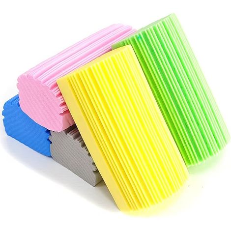 Juego de 5 esponjas de limpieza húmedas y reutilizables para limpiar persianas, cristales, zócalos, rejillas de ventilación, barandillas, espejos, marcos de ventanas y grifos (gris, amarillo, rosa, ve