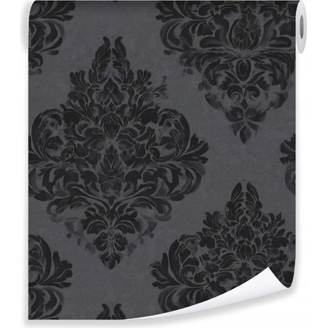 Papier peint ornements abstraits noir sur molleton mur living room bedroom (1/3)