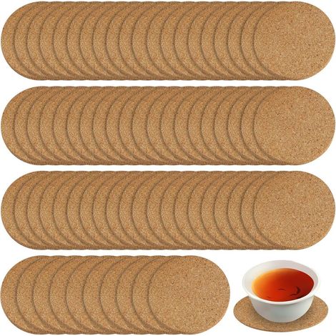 70 Sous-verres en Liège - Lot de 70 - Bois Naturel - Antidérapants et Isolants - Pour Maison et Restaurant - 10 cm Couleur Bois (1/5)
