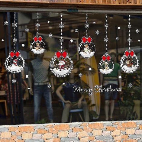 Autocollants de Noël pour fenêtres, décorations de Noël réutilisables, stickers pour vitrines, articles de fête, miroirs, vitrines (3 lots - 3 styles) (1/5)
