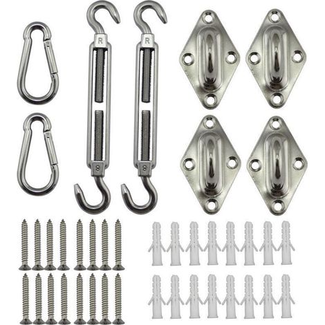 Kit de matériel de voile d'ombrage de 12,7 cm en acier inoxydable 304 pour voiles d'ombrage rectangulaires et triangulaires de jardin, accessoires de fixation de voile d'ombrage robus (1/4)