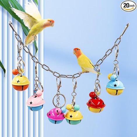 Hanging Toy with Bells for Birds - Chew Toy for Parakeets, Lovebirds, Conures, Cockatiels - Cage Accessories for Small and Medium Birds (1/5)