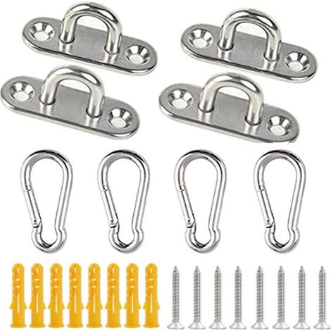 Plaques à œil en Acier Inoxydable, kit de matériel de Voile de Parasol très résistant pour Accessoires de Fixation de Parasol matériel de Suspension de Chaise pivotante (M6, 1A) (1/5)