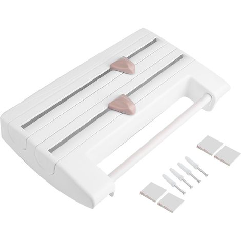 Lot de rangement blanc pour bouteille de sauce, support essuie-tout mural, coupe-film alimentaire, outil de cuisine (1/5)