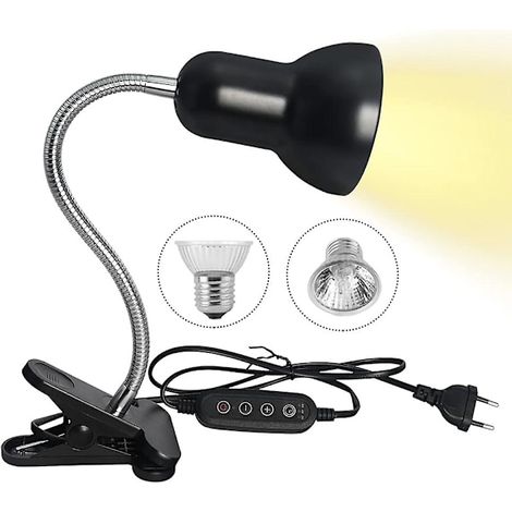 Lampe pour reptiles, lampe pour tortues, lampe chauffante avec minuterie, rotation à 360°, lumière UVB pour tortues, lézards, serpents, etc. (1/5)