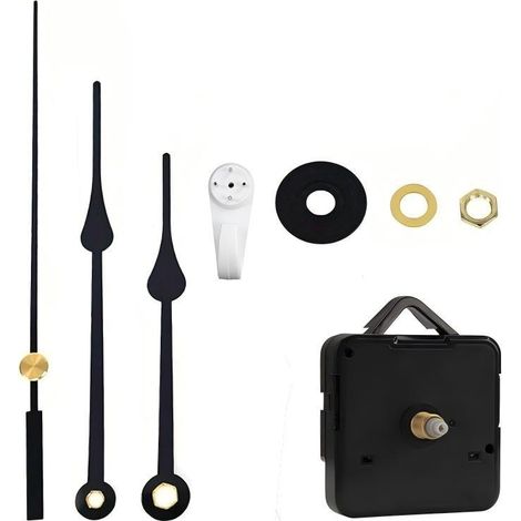 Sollbry Kit de Mécanisme Horloge,DIY mecanisme Horloge Murale,Silencieux à Piles pour Murales Bureau avec Aiguilles Compatibles Kit Complet pour Réparation (1/5)