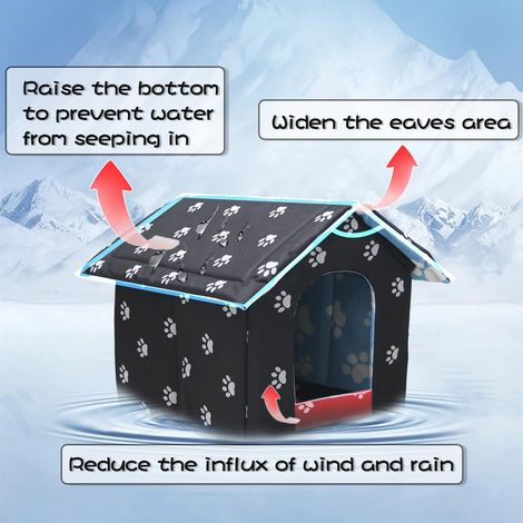 Niche pour chat imperméable et pliable, abri extérieur confortable pour animaux domestiques (1/5)