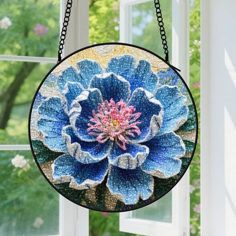 Suspension en vitrail - Attrape-soleil en verre pour fenêtre, décoration maison élégante, cadeau Noël, Anniversaire pour femme, homme, tante 9cm (1/5)