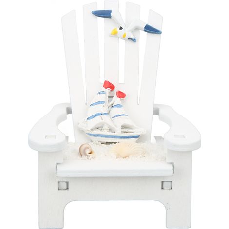 Mini chaise de plage décorative, design raffiné, ambiance marine, ornement de bateau à voile pour maison, bureau, salle de bain. (1/5)