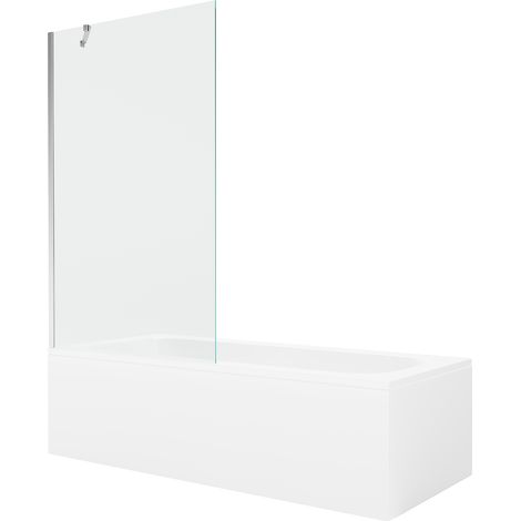 Mexen Vega vasca da bagno rettangolare 180 x 80 cm con pannellatura e schermo a 1 anta 100 cm, trasparente, cromo (1/5)