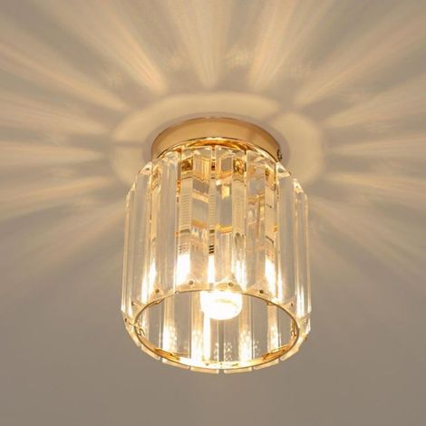 Trade Shop - DECKENLEUCHTE ZYLINDER DECKENLEUCHTE GOLD E27 IN KRISTALL ELEGANTES DESIGN - (1/5)