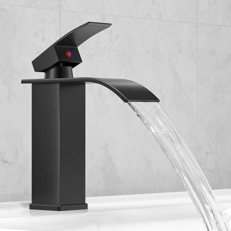 Robinet Salle de Bain,Mitigeur Lavabo Cascade en Acier Inoxydable,Mitigeur en Laiton,Eau Chaude et Froide Disponible,Economiseur d'eau, chromé (Comprend un tuyau de 60 cm) (1/5)