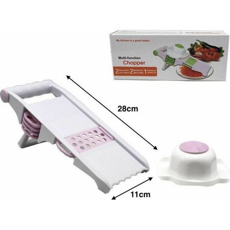 TrAdE Shop Traesio - Grattugia Affettatrice Multiuso 5in1 Lame Mandolina Frutta Verdura Formaggi -