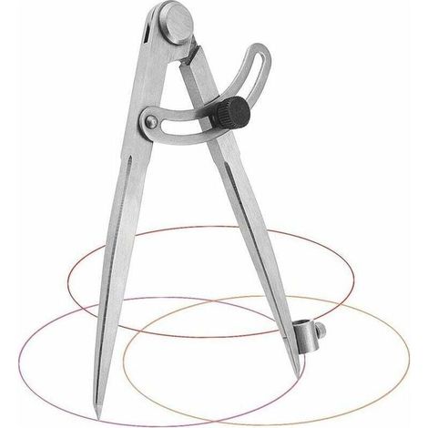 Compas de charpentier professionnel en acier au carbone KZQ 20 cm avec grand diamètre pour le dessin de cercles, le travail du bois, le travail des métaux et le travail du cuir. (1/3)