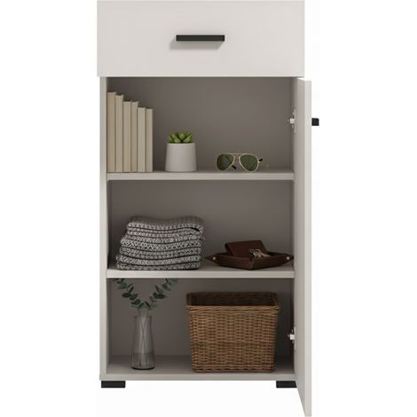 Garderobenschrank Trevi, 1 Schublade, 2 Regale, 1 Tür, 51,5x35x98h cm Cremeweiß