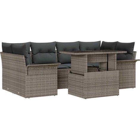 Maison Exclusive - Set Divano da Giardino 7 pcs Grigio Rattan in Polipropilene