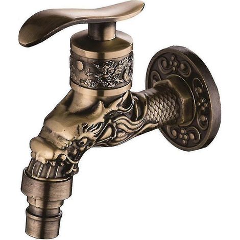 Robinet de machine à laver rétro vintage sculpté pour évier de maison ou de jardin, robinet simple. (1/5)