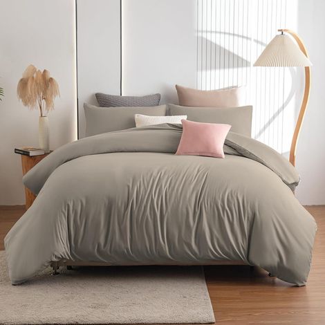 Bettwäsche 220x240 Mikrofaser 240 x 220cm + 2x 80 x 80cm 02 - Taupe (1/5)