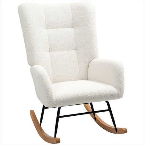 Fauteuil crème en laine bouclée 94 x 70 x 100 cm (1/5)