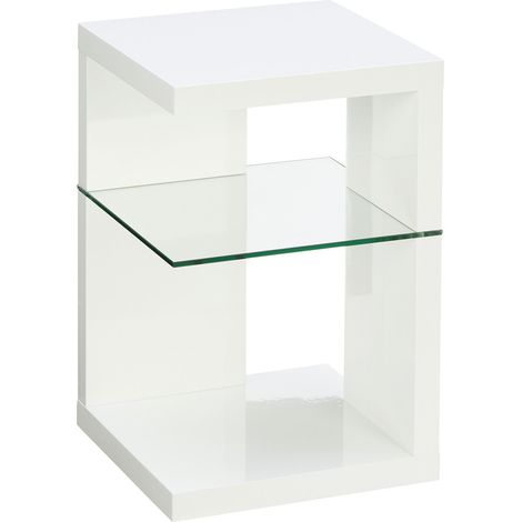 HomeTrends4You - Tavolino Domingo, Bianco lucido, 40x40x60cm