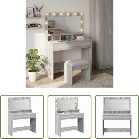 Schminktisch mit Spiegel - Schminktisch Graues Sonoma 100 x 41 x 135 cm Holzwerkstoff (1/5)