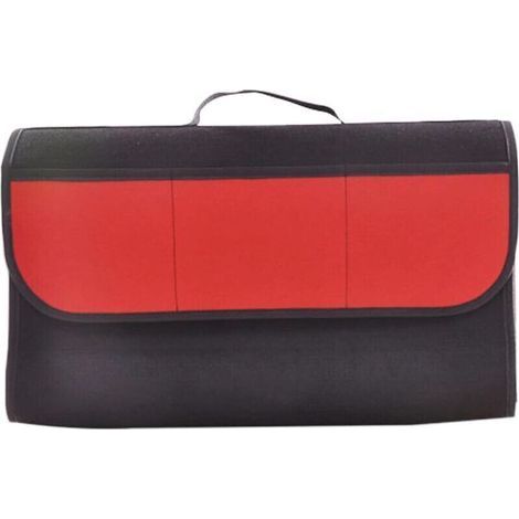 Sollbry Rangement Coffre de Voiture,50cm×15cm×24cm Sac de Coffre Voiture,Organisateur Coffre Voiture Multifonctionnel,Pliable Rangement Voiture Interieur Pliable, Noir et Rouge (1/4)