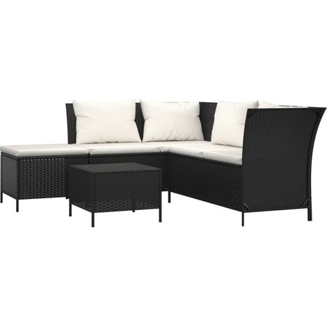 Maison Exclusive - 4-tlg. Garten-Lounge-Set mit Kissen Schwarz Po