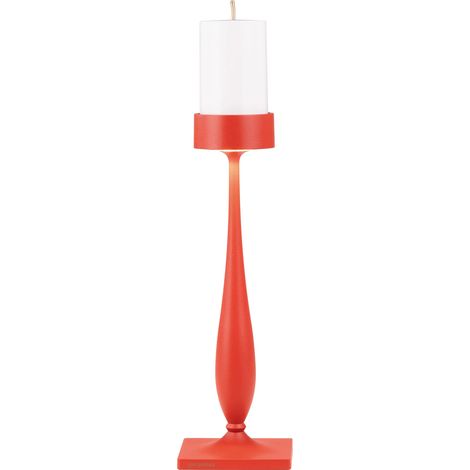 Perpetua Lampada da Tavolo Barocco Senza Fili LED in Alluminio Rosso con Stelo Sagomato, Batteria Rimovibile, Dimmerabile e Grado Protezione IP54