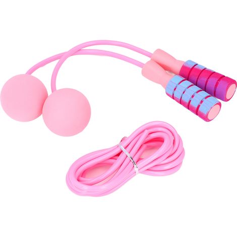 Corde à sauter lestée double avec fonction d'allègement, fitness, rose (1/5)