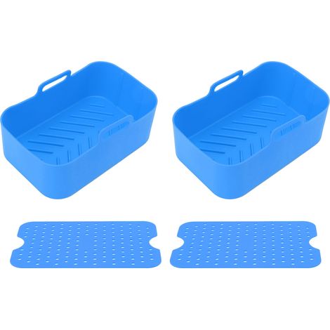 2 Pièces Panier et Tapis en Silicone pour Friteuse, Accessoires Réutilisables Antiadhésifs pour Four à Air Ninja Foodi DZ201 8QT Bleu (1/5)