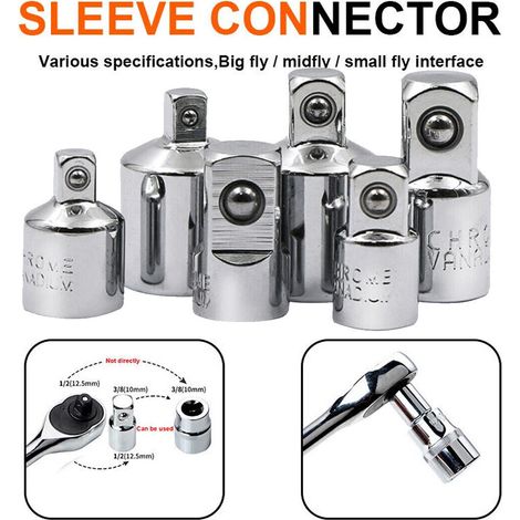 Adaptateur De Douille - Acier Chrome Vanadium - Pour Manches À Cliquet 1/4 3/8 1/2 Pouces - Réglable 34 À 46 Mm - Lot De 6 Pièces (1/5)