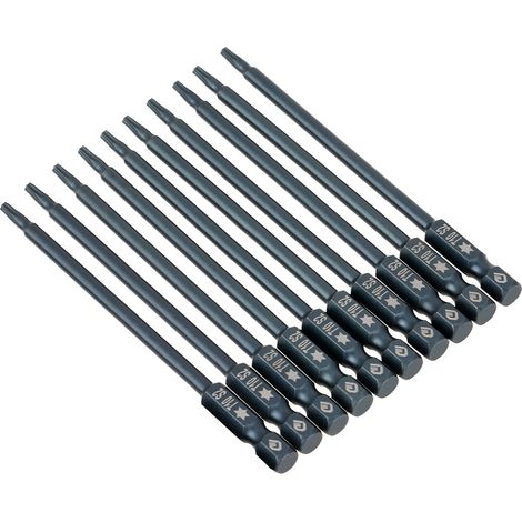 Embout de tournevis Torx S2 avec trou, tête simple, H6.3, avec trou, diamètre 100 mm, Torx T10. (1/5)