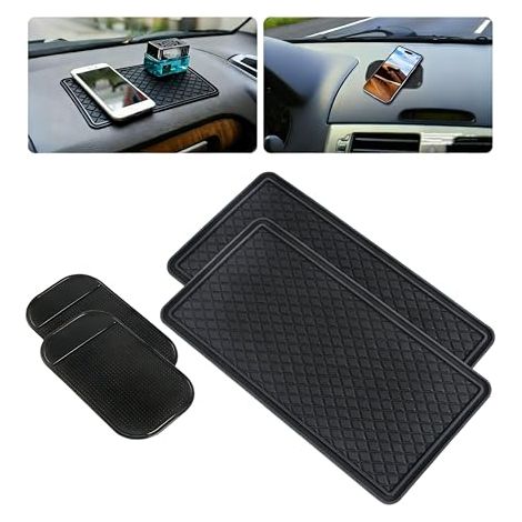 Tapis Antidérapant Voiture Tableau de Bord - Tapis Adhésif Antidérapant pour Tableau de Bord de Voiture pour Téléphone Portable, Clés (2 Grand 30x15cm et 2 Petit 13.5x7.5cm) (1/5)